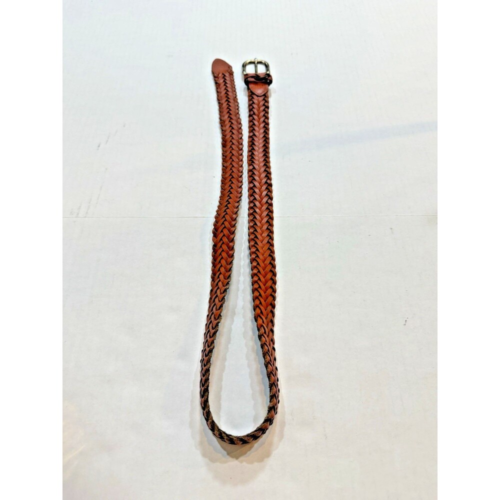 Capezio Women Brown Genuine Leather Braided Belt M/L Woven Fits 36 Waist - Picture 6 of 11